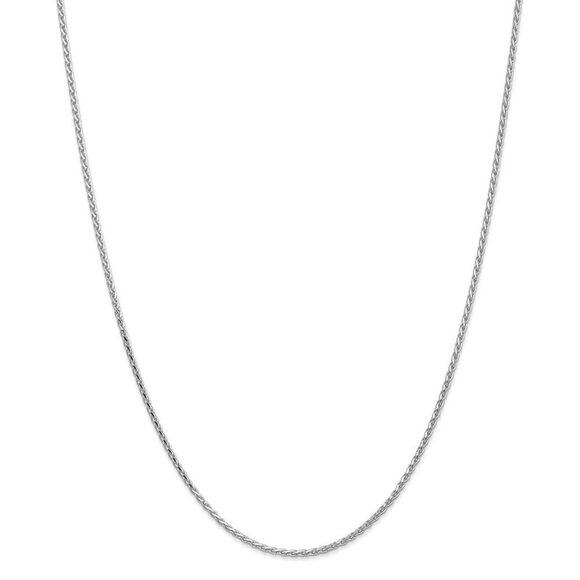 1.9mm, 14k White Gold, Solid D/C Round Wheat Chain Necklace, 24 Inch - Picture 3 of 8